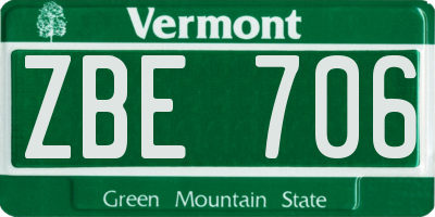 VT license plate ZBE706