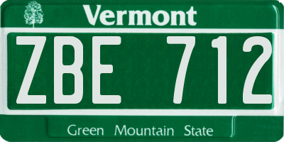 VT license plate ZBE712