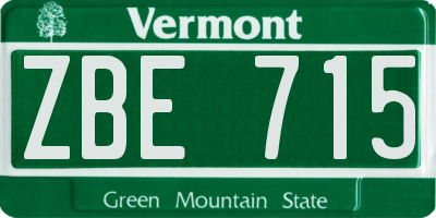 VT license plate ZBE715