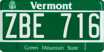 VT license plate ZBE716