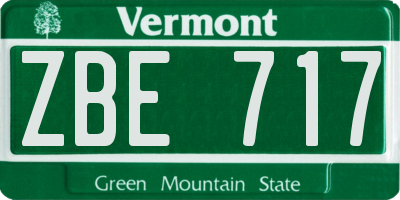 VT license plate ZBE717