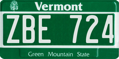 VT license plate ZBE724