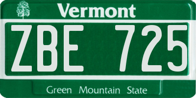 VT license plate ZBE725