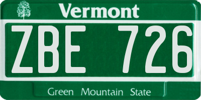 VT license plate ZBE726
