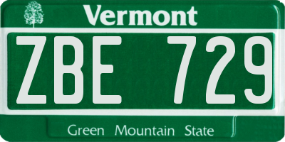 VT license plate ZBE729