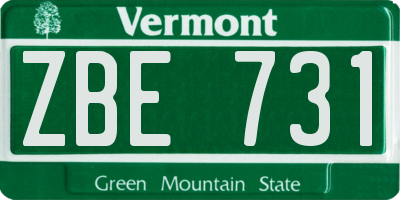 VT license plate ZBE731