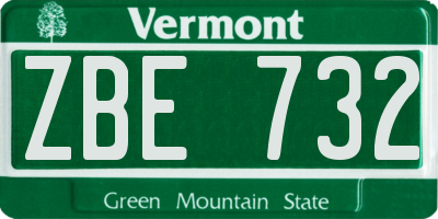 VT license plate ZBE732