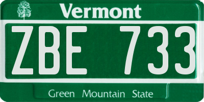 VT license plate ZBE733