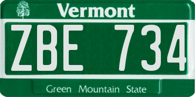 VT license plate ZBE734