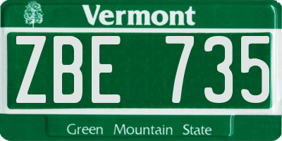 VT license plate ZBE735