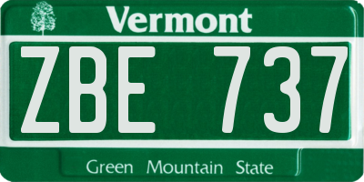 VT license plate ZBE737
