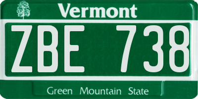 VT license plate ZBE738