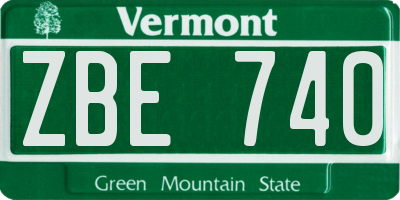 VT license plate ZBE740