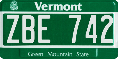 VT license plate ZBE742