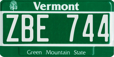 VT license plate ZBE744