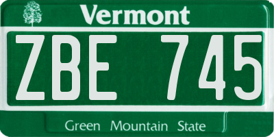 VT license plate ZBE745