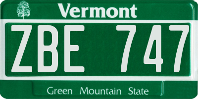 VT license plate ZBE747