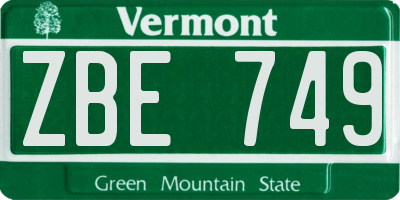 VT license plate ZBE749