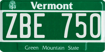 VT license plate ZBE750