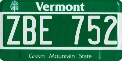 VT license plate ZBE752