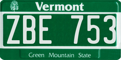 VT license plate ZBE753