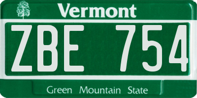 VT license plate ZBE754