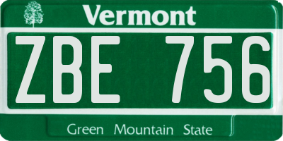 VT license plate ZBE756
