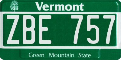 VT license plate ZBE757