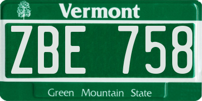 VT license plate ZBE758