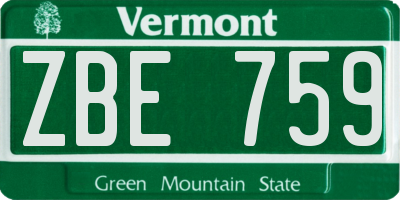 VT license plate ZBE759