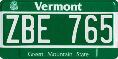 VT license plate ZBE765