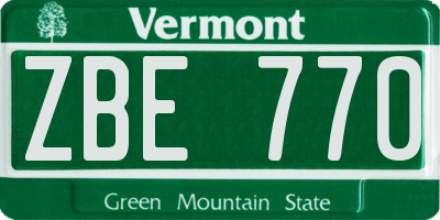 VT license plate ZBE770