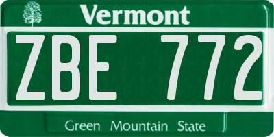VT license plate ZBE772