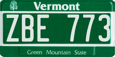 VT license plate ZBE773
