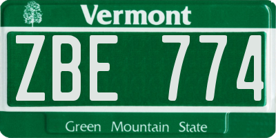 VT license plate ZBE774