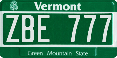 VT license plate ZBE777