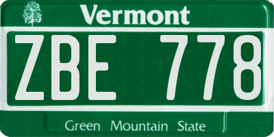 VT license plate ZBE778