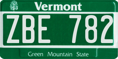 VT license plate ZBE782