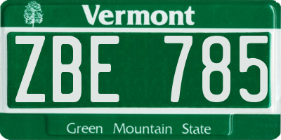 VT license plate ZBE785