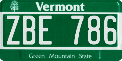 VT license plate ZBE786