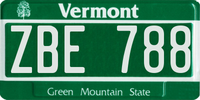 VT license plate ZBE788