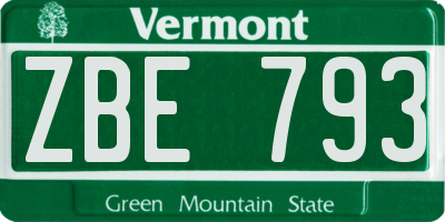 VT license plate ZBE793