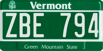 VT license plate ZBE794