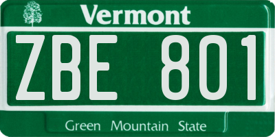 VT license plate ZBE801