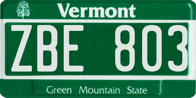 VT license plate ZBE803