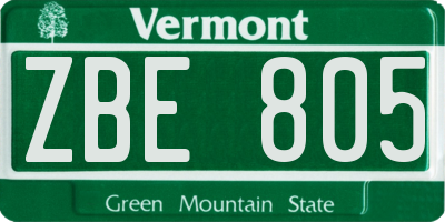VT license plate ZBE805