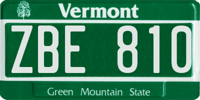 VT license plate ZBE810