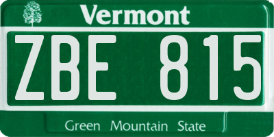 VT license plate ZBE815