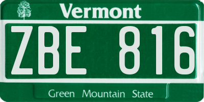 VT license plate ZBE816