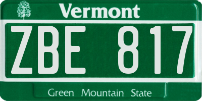 VT license plate ZBE817